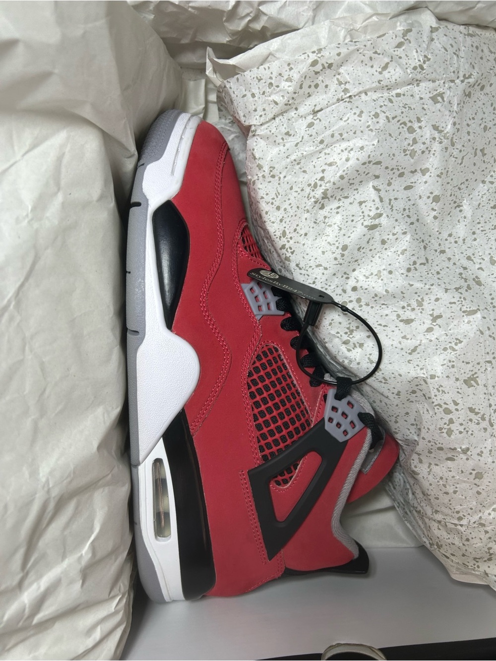 Jordan Toro Retro 4 Sneakers in Red, Black & Gray